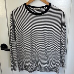 Marine Layer Black and White Striped Long Sleeve Tee